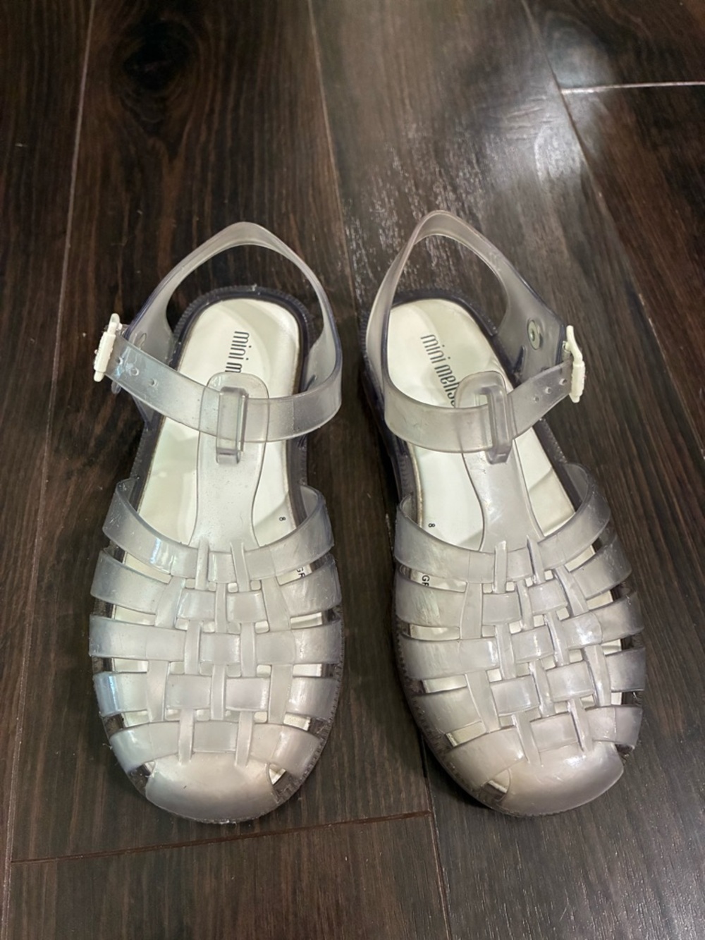 Mini Melissa Clear Silver Woven Jelly Sandals